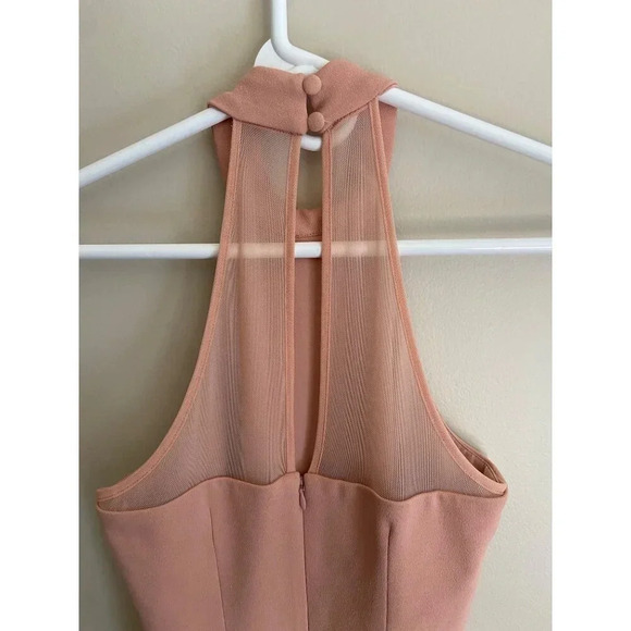 Dress the Population NWT Eden High Neck Halter Bodycon Midi Dress in Blush Pink - Picture 7 of 13